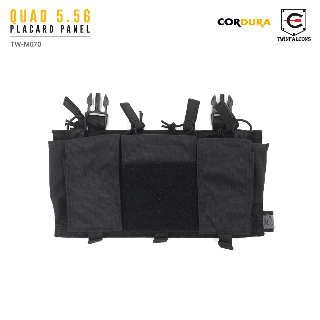 ซองแม็กกาซีน-quad-5-56-placard-panel-twinfalcons-วัสดุผ้า-delustering-cordura-500d-open-top-design-quick-access