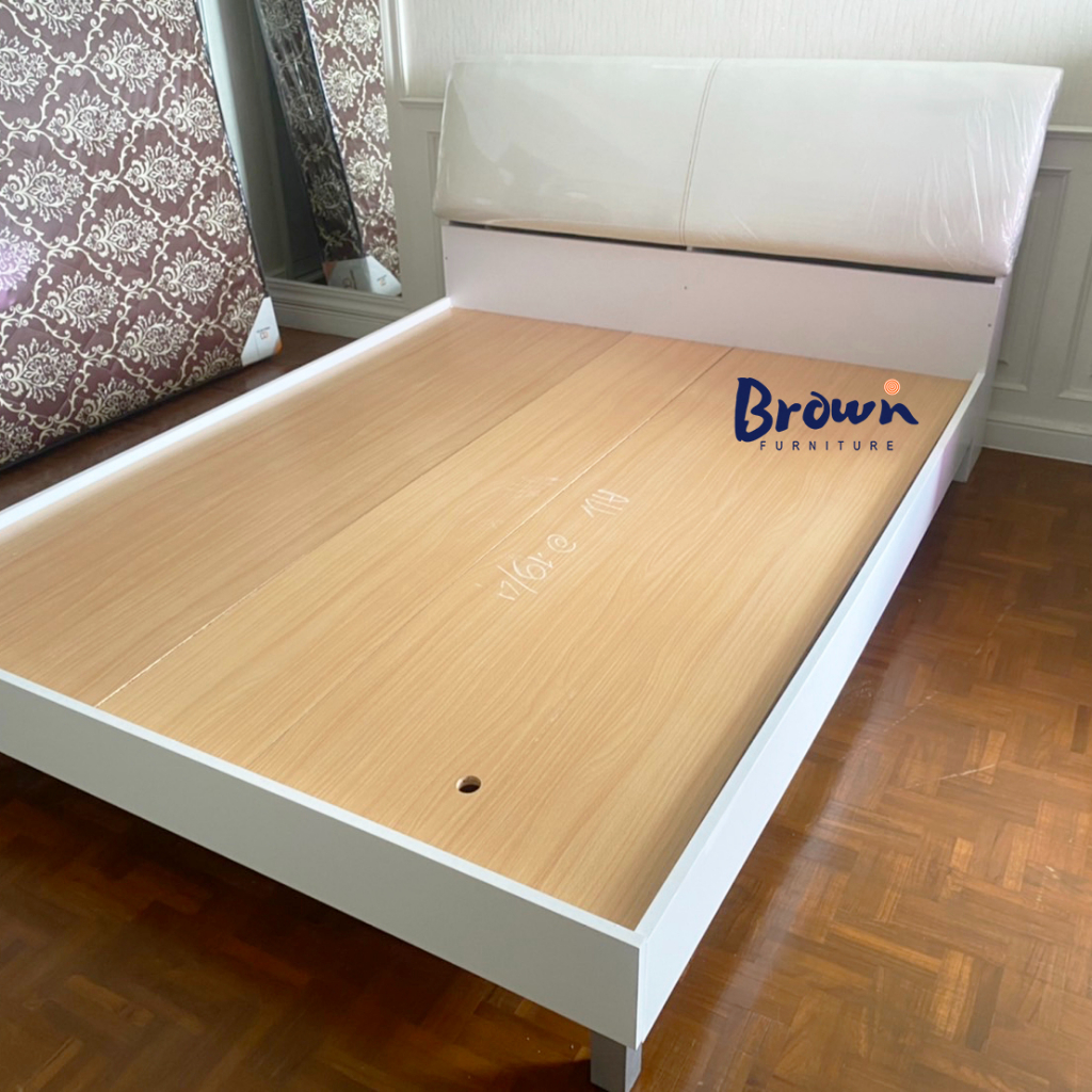เตียงนอน-เตียงนอนไม้6ฟุต-และ5ฟุต-เตียงนอนหัวเบาะ-แผ่นไม้ปูเตียงหนา15มิล-มีให้เลือก3สี-brownfurniture