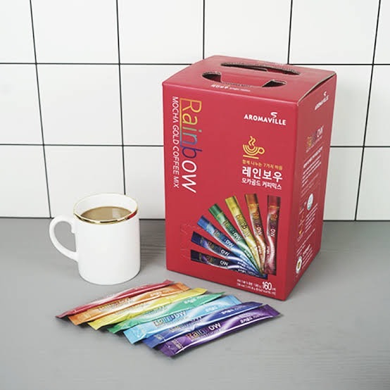 กาแฟเกาหลี-aromaville-rainbow-mocha-gold-coffee-mix-100t-ซอง-made-in-korea