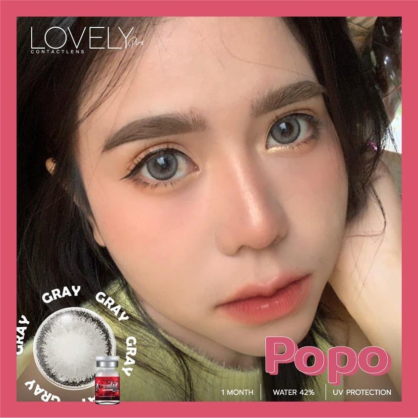 เลนส์ตาโตกลมคมสวย-lovely-คอนเเทคเลนส์-popo-gray