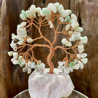 ต้นไม้บอนไซ ลวดดัด หินนำโชค หินมงคล หยกพม่า หยกเขียวพม่า Maynmar Jade gemstone wire tree