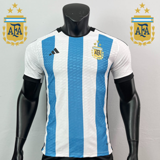 เสื้อบอลทีมชาติ แชมป์บอลโลก3 ดาว Argentina ฟ้าขาว  2022-2023 งานคุณภาพ เกรด Player