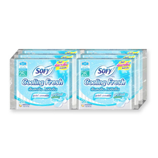 (แพ็ค 6 ห่อ ) SOFY COOLING FRESH โซฟี คูลลิ่ง เฟรช ซูเปอร์ แอ็คทีฟสลิม 25 ซ.ม. 5 ชิ้น