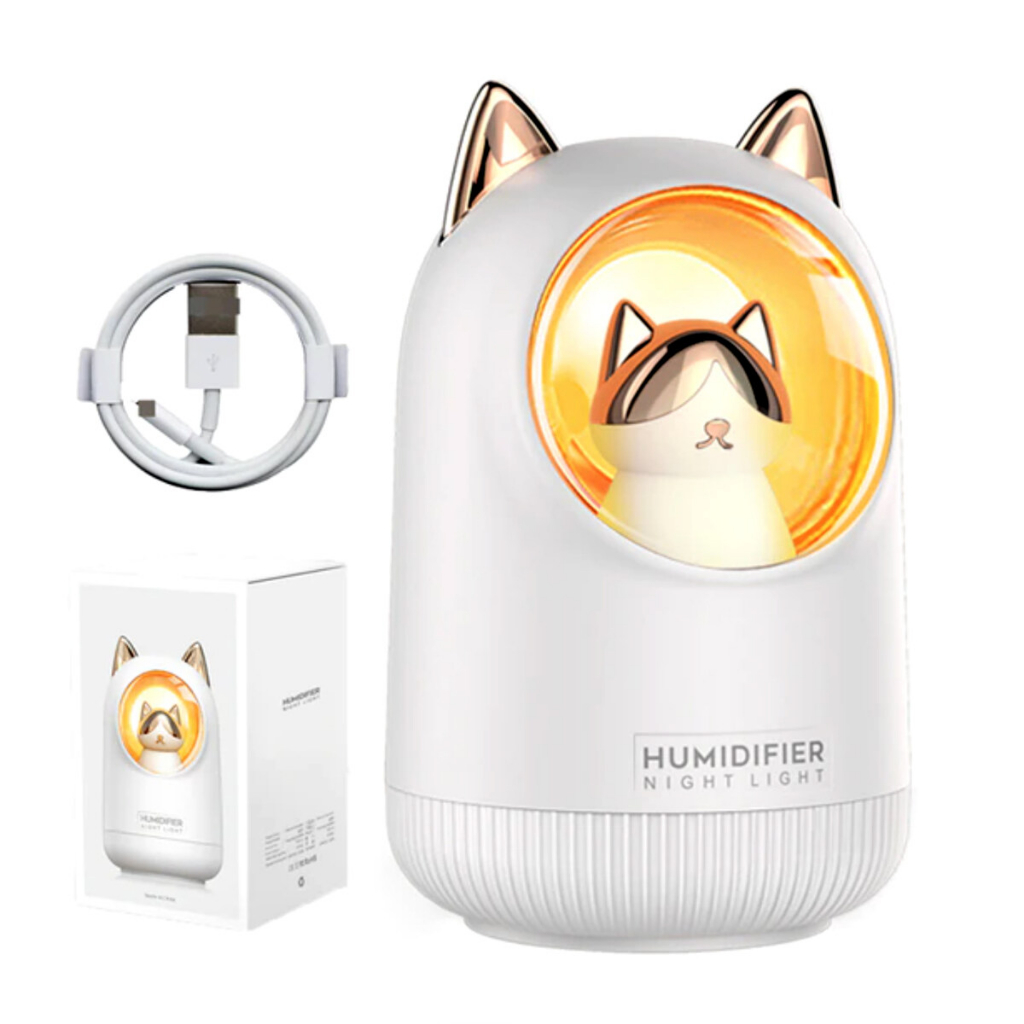 เครื่องเพิ่มความชื้น-ในอากาศแบบเติมน้ำ-พร้อมไฟในตัว-portable-air-humidifier-สีขาว