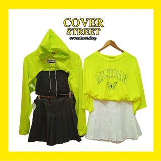 💚coverstreet💚ชุดเต้น ชุดเต้นโคฟ ชุดเต้นcover ชุดสตรีท ชุดเต้นเกาหลี เสื้อครอป ชุดสีนีออน สีเขียว ชุดเต้นblackpink