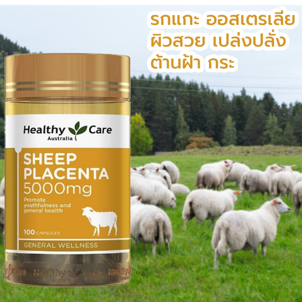 ภาพหน้าปกสินค้าHealthy Care​ Sheep Placenta 5000mg 100แคปซูล ของแท้100% พร้อมส่ง