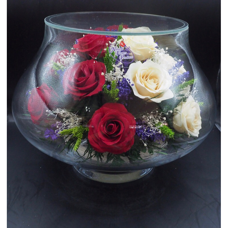 ดอกไม้อบแห้งในแก้ว-dried-flower-in-glass-ll-model-แก้วบัวใหญ่-กล้วยไม้และมัมพร้อมส่งค่ะ