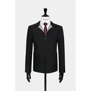 Zipper black houndstooth Play Limited Jacket-แจ็กเกตสูทซิปสีดำ