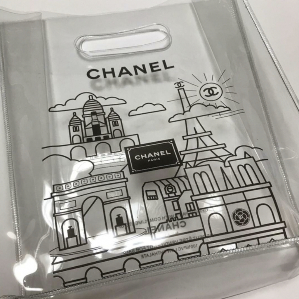กระเป๋าชาแนล-ใส-chanel-novelty-clear-purse-tote-hand-bag-กระเป๋าใส-ของแถมน้ำหอมชาแนล-ขนาด-25-5cmx27cmx10cm