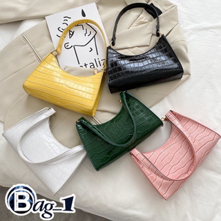 bag_1(BAG1747) กระเป๋าผ้าหนังสะพายไหล่ เป็นลายหนังจระเข้
