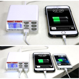 แท่นชาร์จ USB FAST 6 PORT CHARGER จอแสดงผลดิจิตอล