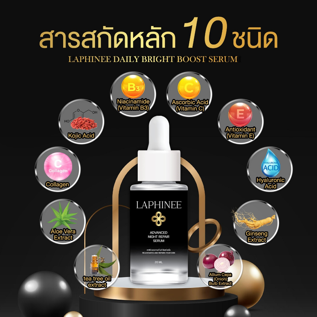 เซรั่มหน้าใสได้สารสกัดพรีเมี่ยม-เห็นผลชัดเจนภายใน7-14วัน-ลาพินีเดย์เซรั่ม-ลาพินีไนท์เซรั่ม-โปรซื้อ1แถม1