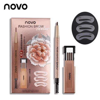 NO 5146 NOVO FASHION BROW Eyebrow เขียนคิ้ว ดินสอ คิ้ว ที่เขียนคิ้ว พร้อมไส้ดินสอ &amp; บล็อกคิ้ว 3 ชิ้น ขนาด12g