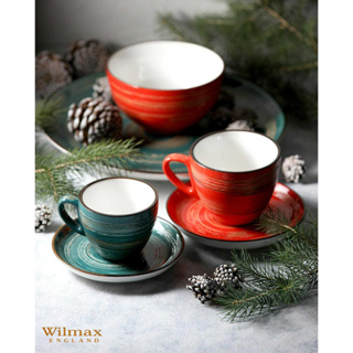 เซตแก้วพร้อมจานรอง Set Cup and Saucer (splat cherry) ทำจากวัสดุ Fine Porcelain คุณภาพสูง แบรนด์ Wilmax England