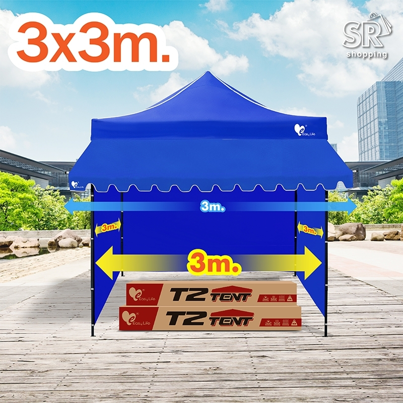 Product image เต็นท์พับครบชุด Easy Life (T1) 2x2 2x3 3x3 เต็นท์พับT1+กันสาด+ผ้าข้างทึบ3ด้าน โครงแข็งแรง ผ้าใบกันแดด กันน้ำ 3