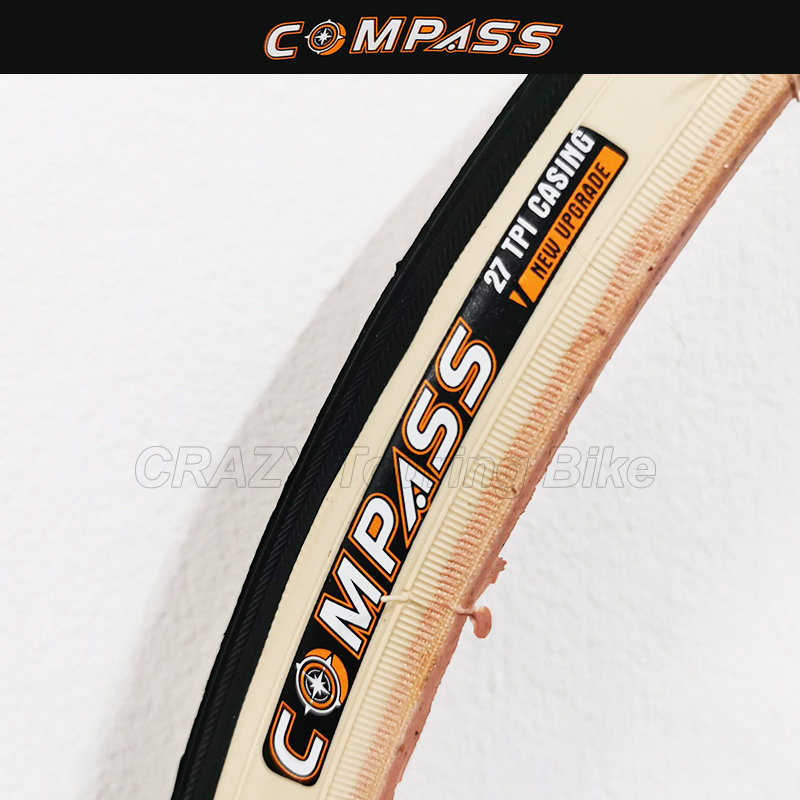 ยางนอกจักรยาน-compass-700-x-25c-ขอบลวด-แก้มสีครีม-แก้มแก้ว-สวยๆ-ยางสดๆใหม่ๆกันเลย-คุณภาพดี-ในราคาย่อมเยาว์