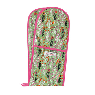 Cath Kidston Double Oven Glove Paper Pansies Green