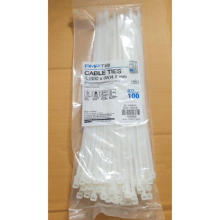 เคเบิ้ลไทร์ ขนาด 12 นิ้ว สีขาว ( แพค 1 ถุง : 100 เส้น) / สายรัดไนล่อน (Nylon Cable Tie)/ เข็มขัดรัดสายไฟ