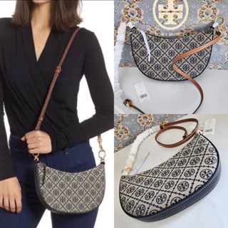 🎀 (สด-ผ่อน) กระเป๋า 79388 Tory Burch T Monogram Jacquard Mini Hobo