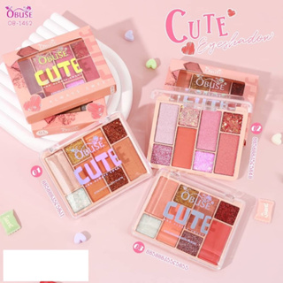 OBUSE CUTE EYESHADOW AND ALWAYS SWEET #OB-1462 พาเลท อายแชโดว์ 8 สี เนื้อแมทท์ ชิมเมอร์ กลิตเตอร์