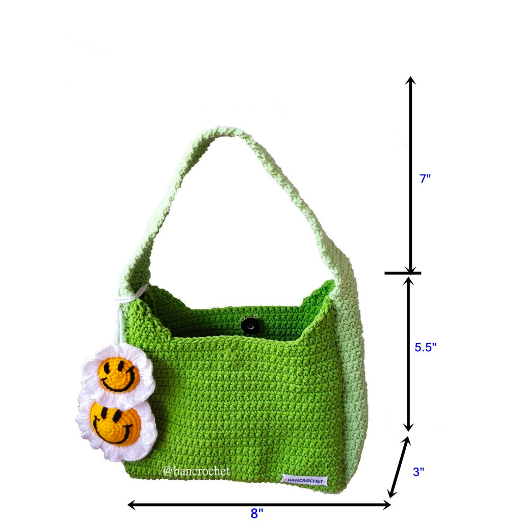 กระเป๋าเชือกถัก-กระเป๋าถักโครเชต์-สีเขียว