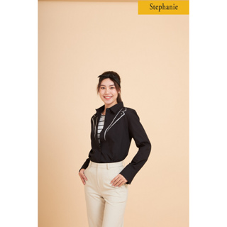GSP Stephanie เสื้อเชิ้ตแขนยาวสีพื้น สีดำ (OWSN3BL)
