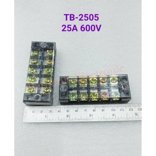 (แพ็ค1ตัว) เทอร์มินอล TB-2505 25A600V TERMINAL 5ช่องใช้สำหรับต่อสายไฟหรือจุดต่อสายไฟ