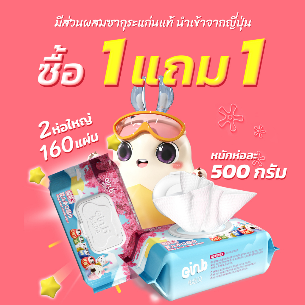 ภาพหน้าปกสินค้าซื้อ1แถม1 ทิชชู่เปียกเด็ก80แผ่น ห่อขนากใหญ่ เช็ดมือได้เช็ดปากไ้ด้ สำหรับเด็กเกิดใหม่ มีสารสกัดจากดอกซากุระ อ่อนโยนต่อผิว