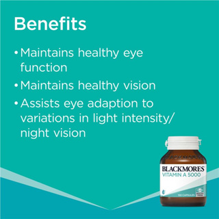 ภาพขนาดย่อของภาพหน้าปกสินค้าBlackmores Vitamin A 5000IU Eye Care 150 เม็ด แบล็คมอร์ส วิตามินเอ บำรุงสายตา ช่วยการมองเห็น จากร้าน dee_mak บน Shopee ภาพที่ 5