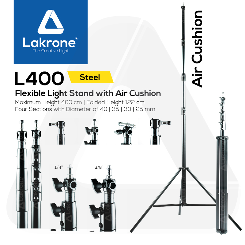L400 ขาตั้งไฟแบบเหล็กพรีเมี่ยม ปรับได้ 400 ซม. Flexible Light Stand ...