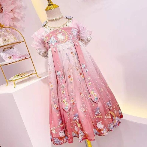พร้อมส่ง-ชุดจีนเด็กผู้หญิงhanfu-สีชมพูน่ารัก-ชุดจีนโบราณแขนสั้นกระโปรงใหม่สไตล์จีน-tang-ชุดเจ้าหญิงชุดฤดูร้อน