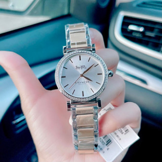 (ผ่อน0%) นาฬิกา สแตนเลส ทูโทนเงินคาดทอง  Coach Madison Crystal Watch 14503579 หน้าปัดล้อมคริสตัล 34 mm.