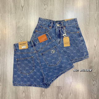 High waist jeans short กางเกงยีนส์ขาสั้น