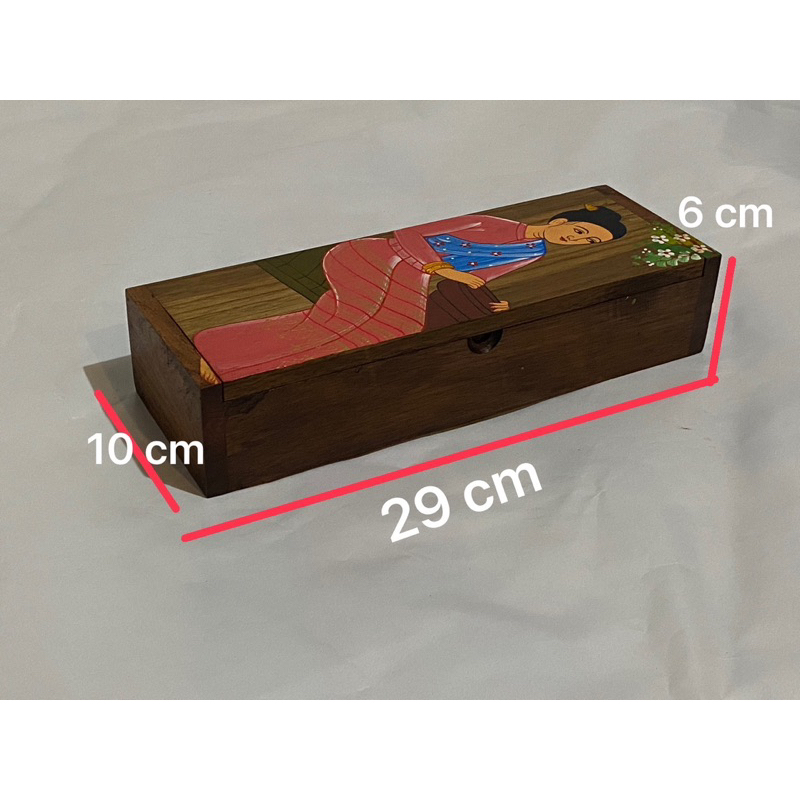 กล่องตะเกียบ-กล่องใส่ช้อน-ส้อม-กล่องเก็บของ-งานไม้สักเพ้นท์ลาย