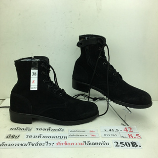 กรุณาทักหาผู้ขายเพื่อเลือกสินค้าก่อนสั่งซื้อ ‼️รองเท้าคอมแบทมีซิป รองเท้าจังเกิ้ลมีซิป หนังสีดำ มือสอง ของนอก นำเข้า