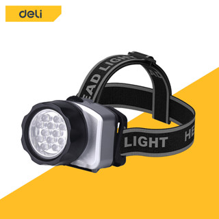 Deli ไฟฉายมินิ ไฟฉายแบบคาดหัว Headlamp ไฟฉายแบบใส่ถ่าน ขนาด AAA ปรับไฟได้ 4 ระดับ เหมาะสำหรับพกพา