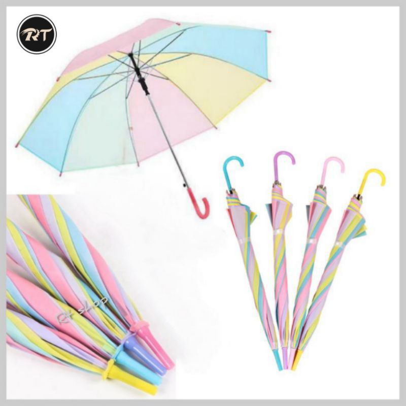 ภาพหน้าปกสินค้า(ZRT)ร่มขนาดกลางร่มยาวร่มสีลูกกวาดร่มกันฝนร่มกันแดดร่มแฟชั่นคละสี504 จากร้าน zrtshop บน Shopee
