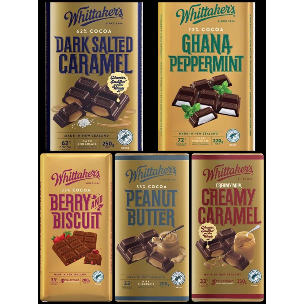 Whittaker's ช็อกโกเเลตเเท้นำเข้าจากนิวซีเเลนด์ มี 14 รสชาติ | Shopee ...