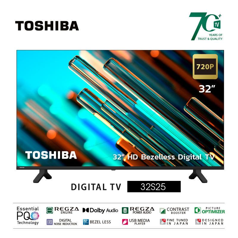 ภาพหน้าปกสินค้าToshiba TV ทีวี 32 นิ้ว HD Digital TV รุ่น 32S25KP ทีวีดิจิตอล Dolby Audio