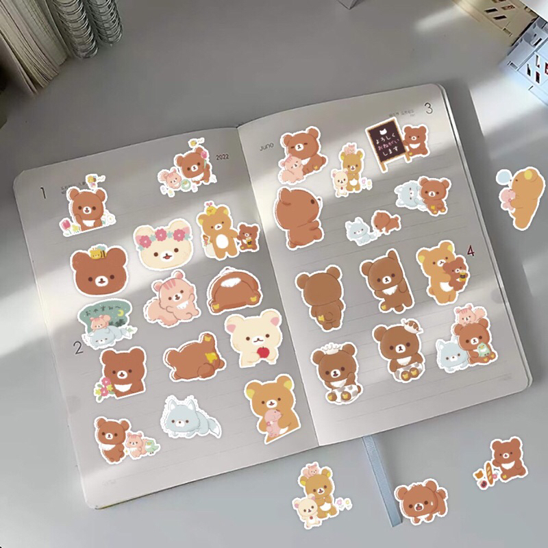 พร้อมส่ง-สติ๊กเกอร์ลายริลัคคุมะ-สุดน่ารัก-สติ๊กเกอร์กันน้ำrilakkuma-เซต60ชิ้น