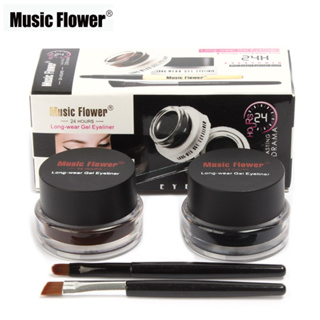 เจลเขียนคิ้ว+อายไลเนอร์2 ตลับ กันน้ำ music flower 24 hours longwear gel eyeliner เจลอายไลเนอร์