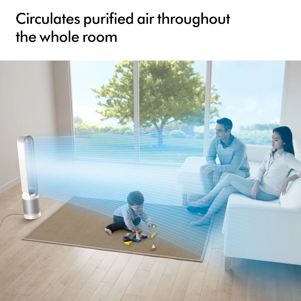 Dyson รุ่น TP00 พัดลมฟอกอากาศไร้ใบพัด เทคโนโลยี Air Multiplier™ สีขาว-เงิน กรองฝุ่น PM0.1 และสารก่อภูมิแพ้