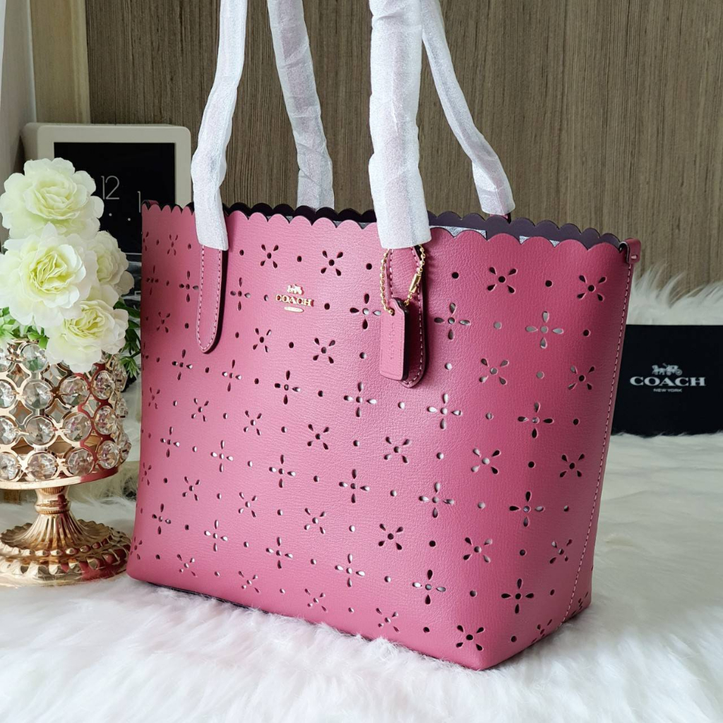 แท้-พร้อมส่ง-กระเป๋าถือ-coach-ca199-mini-city-tote-ลายฉลุ