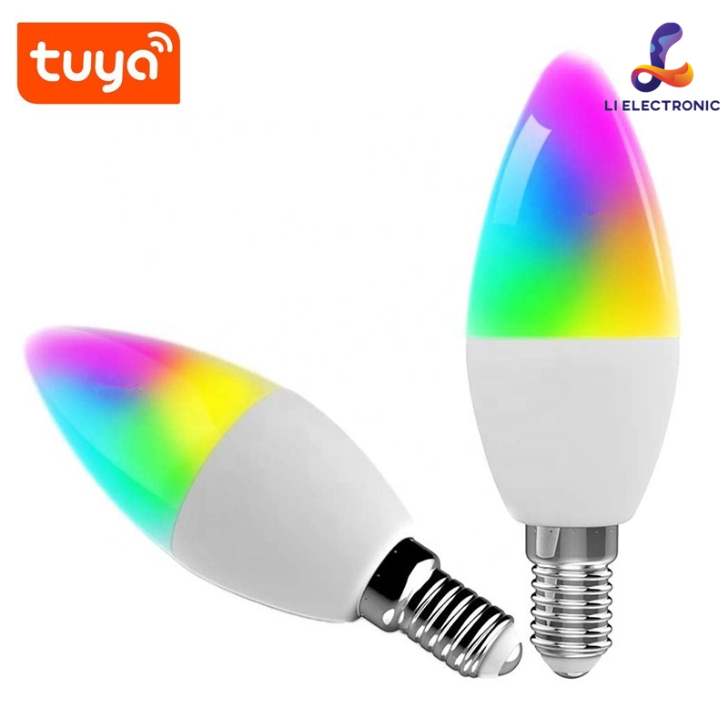 TUYA แสงเทียน 5W E14 หลอดไฟ LED Tuya wifi หลอดไฟอัจฉริยะ 5W E14 แสงสี ...
