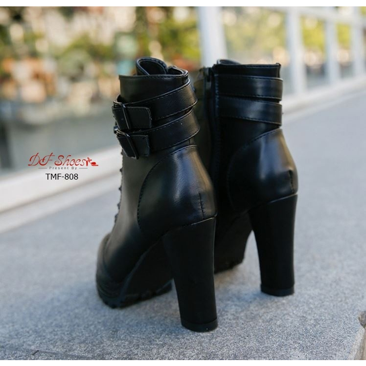 tmf-808-รองเท้าบูทหัวแหลมหุ้มข้อ-ใส่ง่ายสะดวกมากค่ะเพียงรูดซิป