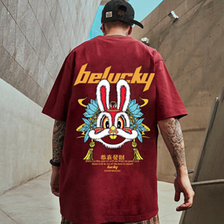 เสื้อยืดสีแดงตรุษจีน เสื้อยืดกระต่าย belucky