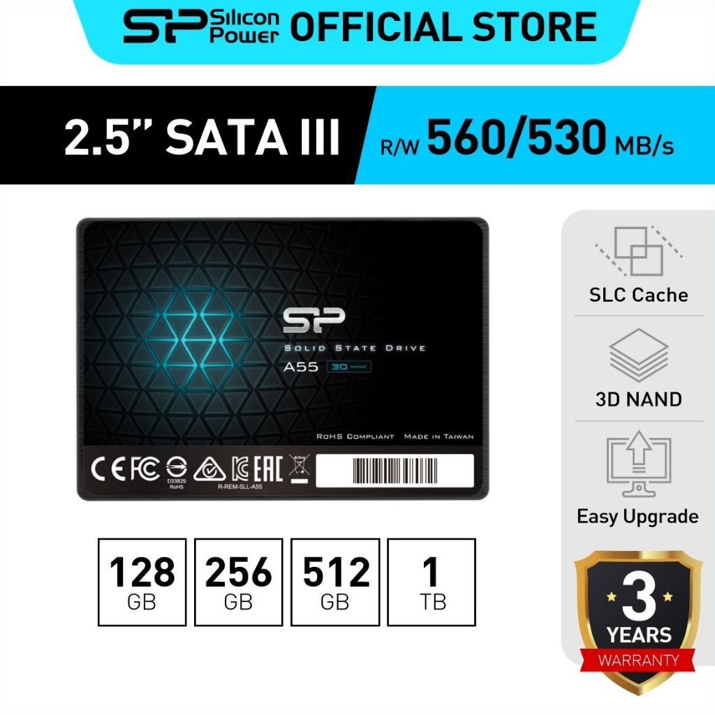 ภาพสินค้าSilicon Power Ace A55 SSD 3D NAND with SLC Cache SATA III 2.5" Internal Solid State Drive- รับประกัน 3 ปี จากร้าน siliconpower_th_official บน Shopee ภาพที่ 1