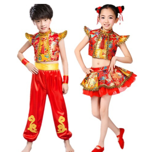 พร้อมส่ง-ชุดจีนเด็กชาย-ชุดจีนเทศกาลตรุษจีน-ชุดจีนเด็กสำหรับการแสดง-ชุดอาเซียนจีน