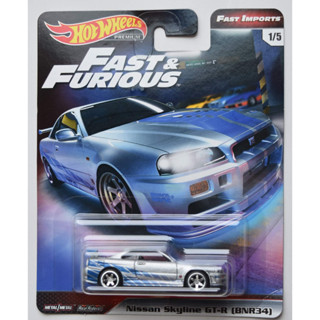 Hot Wheels Fast & Furious Premium Fast Imports Silver Nissan Skyline GT-R BNR34 Diecast Scale Model Car