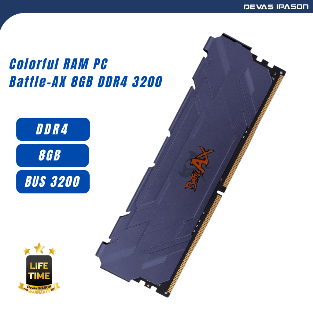 ภาพหน้าปกสินค้าCOLORFUL RAM สำหรับ PC รุ่น Battle-AX DDR4 BUS 3200 - CL16 ขนาด 1x8GB รับประกัน โดย Devas IPASON